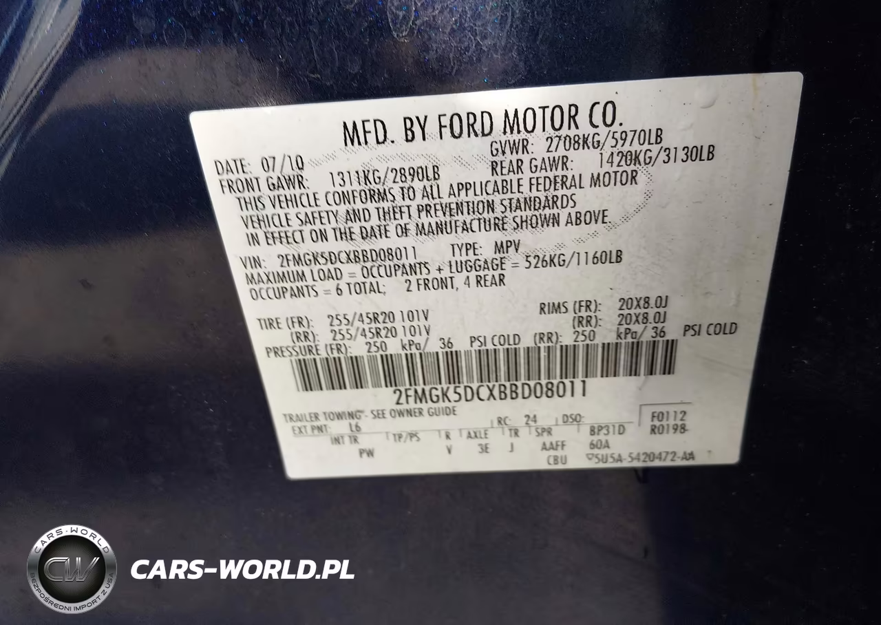 2011 Ford Flex Limited VIN:2FMGK5DCXBBD08011 - 9