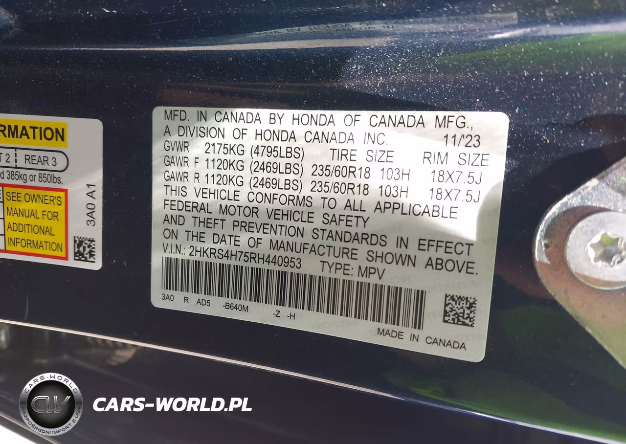 2024 Honda Cr-V Ex-L Awd VIN:2HKRS4H75RH440953 - 9