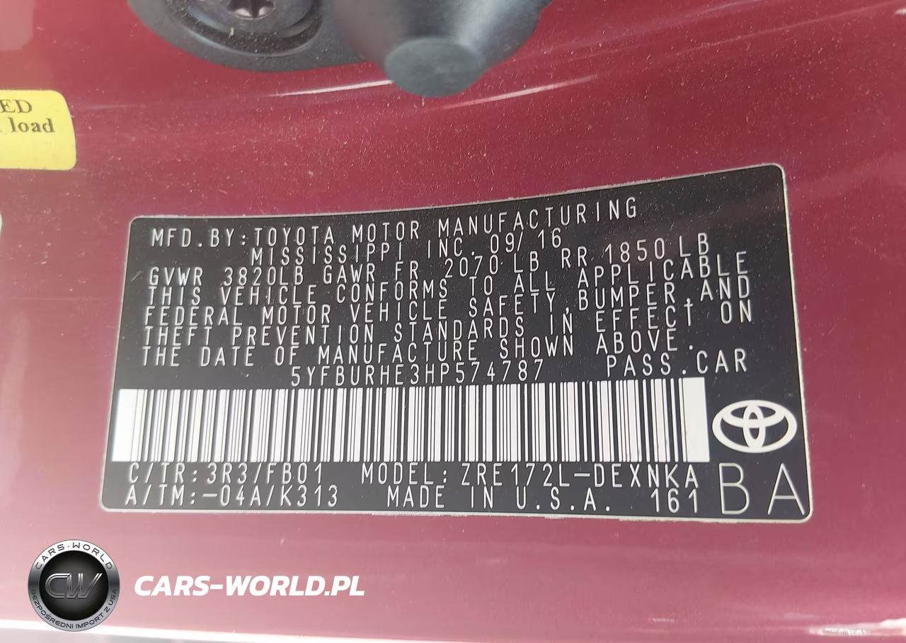 2017 Toyota Corolla Le VIN:5YFBURHE3HP574787 - 9