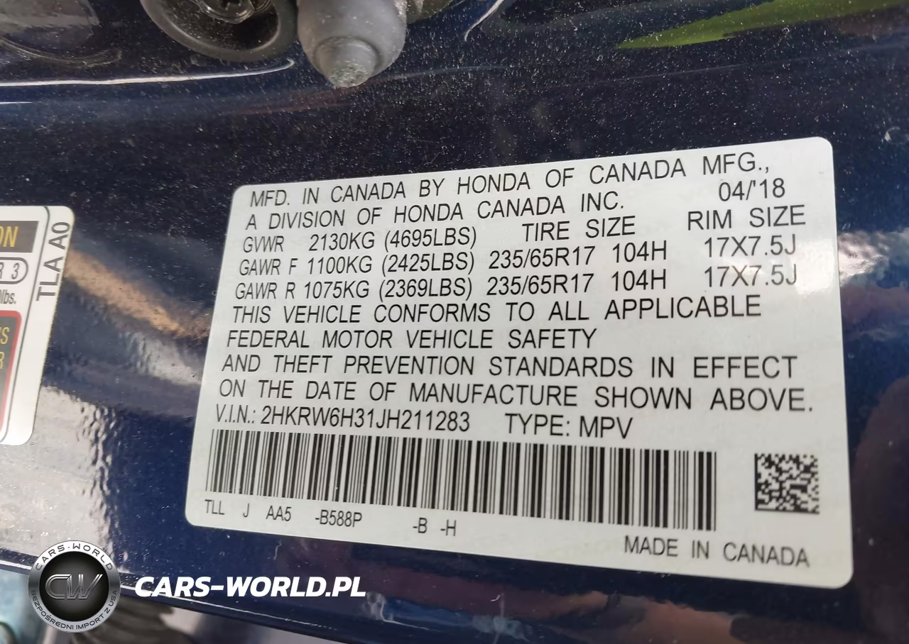 2018 Honda Cr-V Lx VIN:2HKRW6H31JH211283 - 9