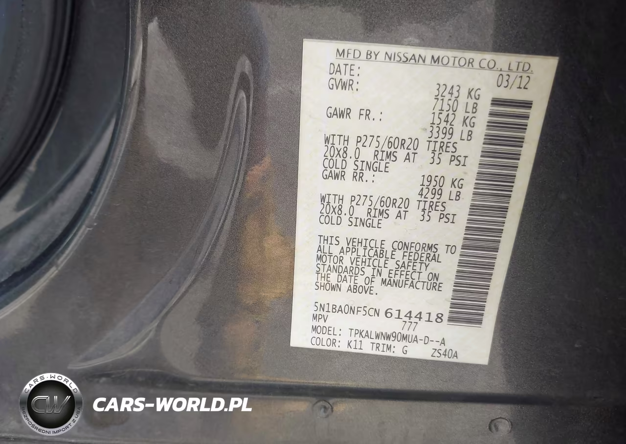 2012 Nissan Armada Platinum VIN:5N1BA0NF5CN614418 - 9