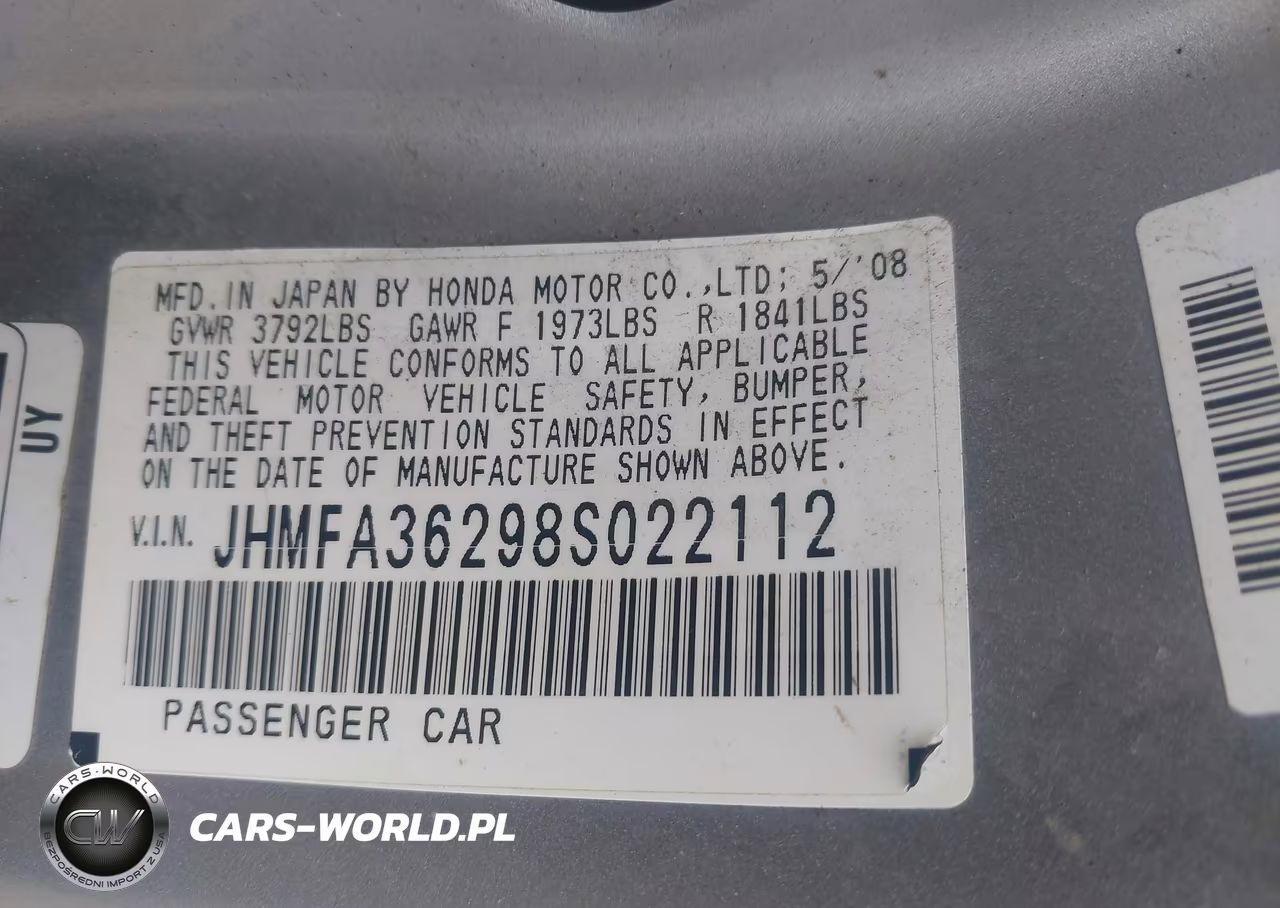 2008 Honda Civic Hybrid VIN:JHMFA36298S022112 - 9