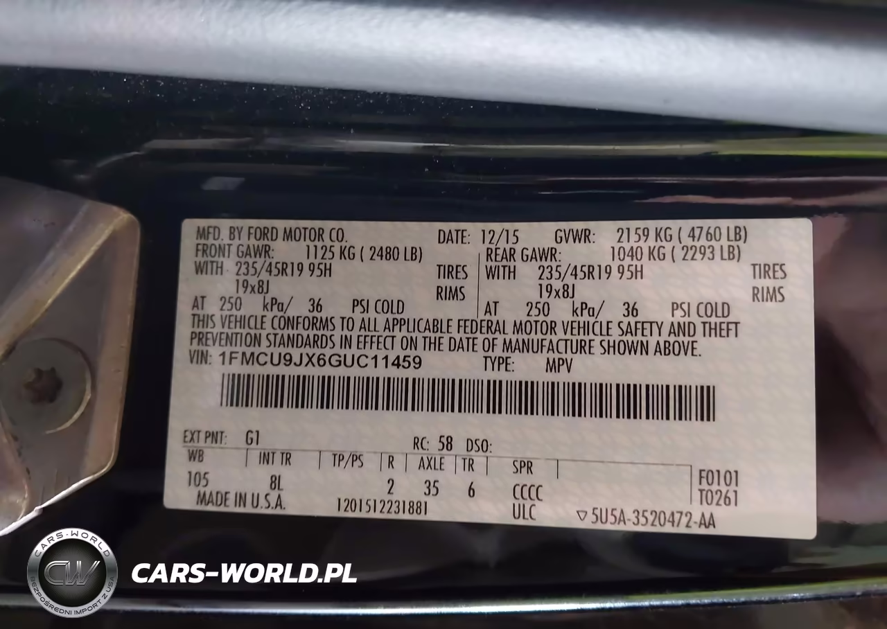 2016 Ford Escape Titanium VIN:1FMCU9JX6GUC11459 - 9
