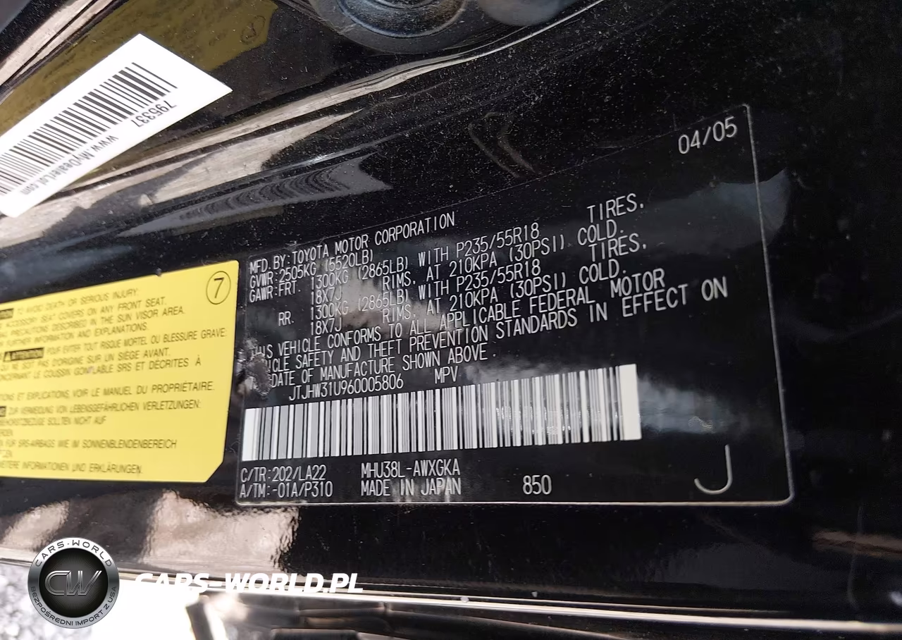 2006 Lexus Rx 400H VIN:JTJHW31U960005806 - 9