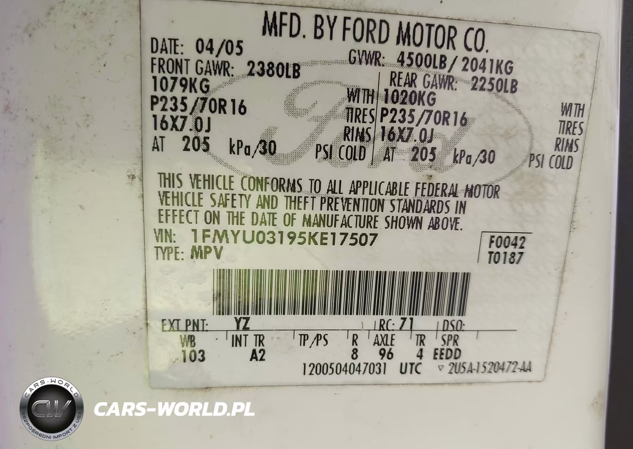 2005 Ford Escape Xlt VIN:1FMYU03195KE17507 - 9