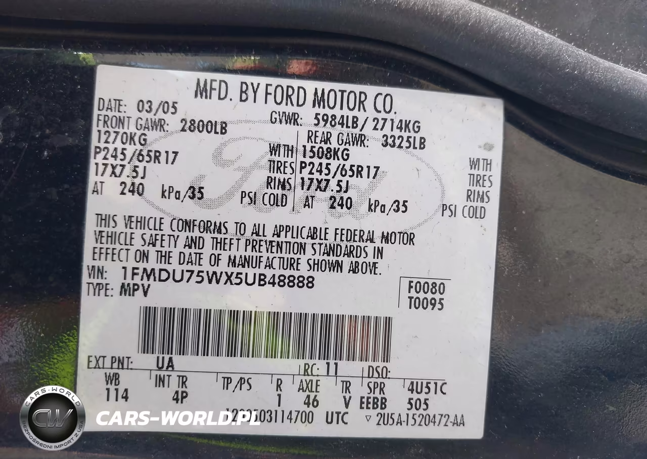 2005 Ford Explorer Limited VIN:1FMDU75WX5UB48888 - 9