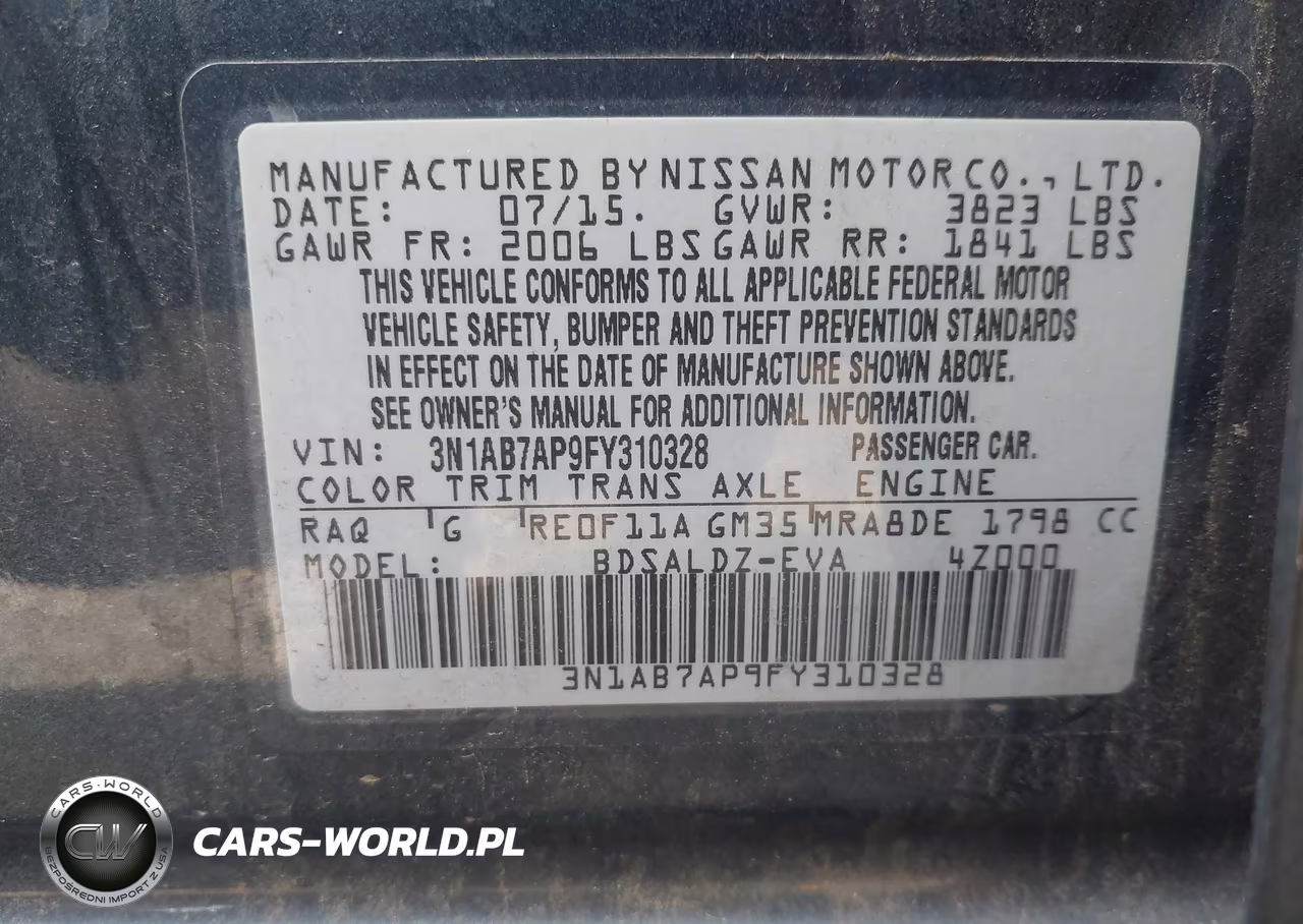 2015 Nissan Sentra Sv VIN:3N1AB7AP9FY310328 - 9