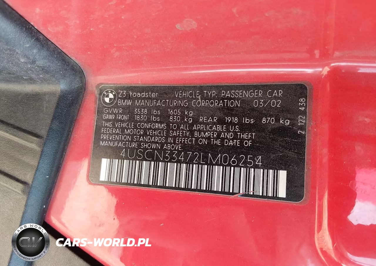 2002 BMW Z3 2.5I VIN:4USCN33472LM06254 - 9