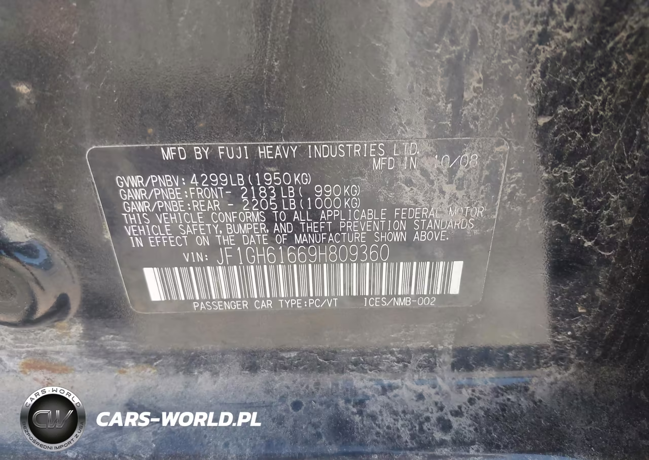 2009 Subaru Impreza 2.5I VIN:JF1GH61669H809360 - 9