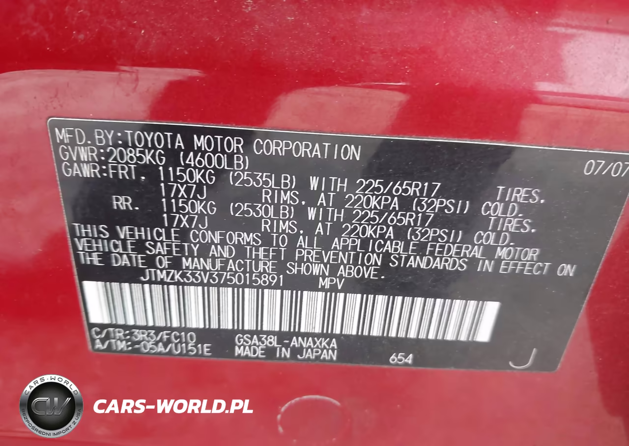 2007 Toyota Rav4 Base V6 (A5) VIN:JTMZK33V375015891 - 9