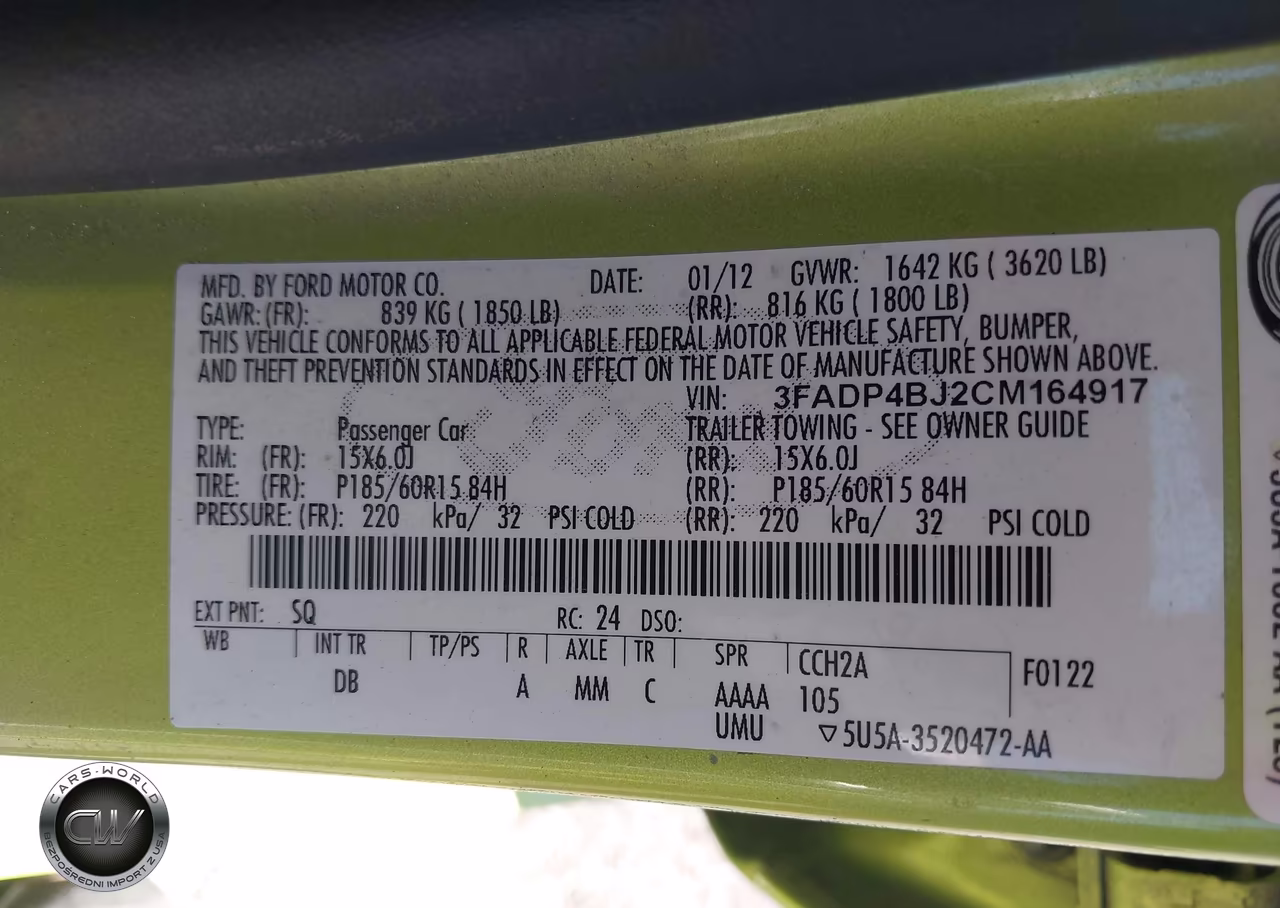 2012 Ford Fiesta Se VIN:3FADP4BJ2CM164917 - 9