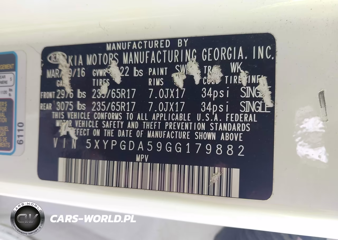 2016 Kia Sorento 3.3L Lx VIN:5XYPGDA59GG179882 - 9