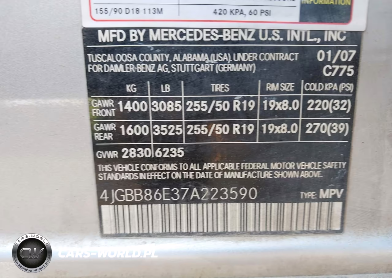 2007 Mercedes-Benz Ml 350 4Matic VIN:4JGBB86E37A223590 - 9