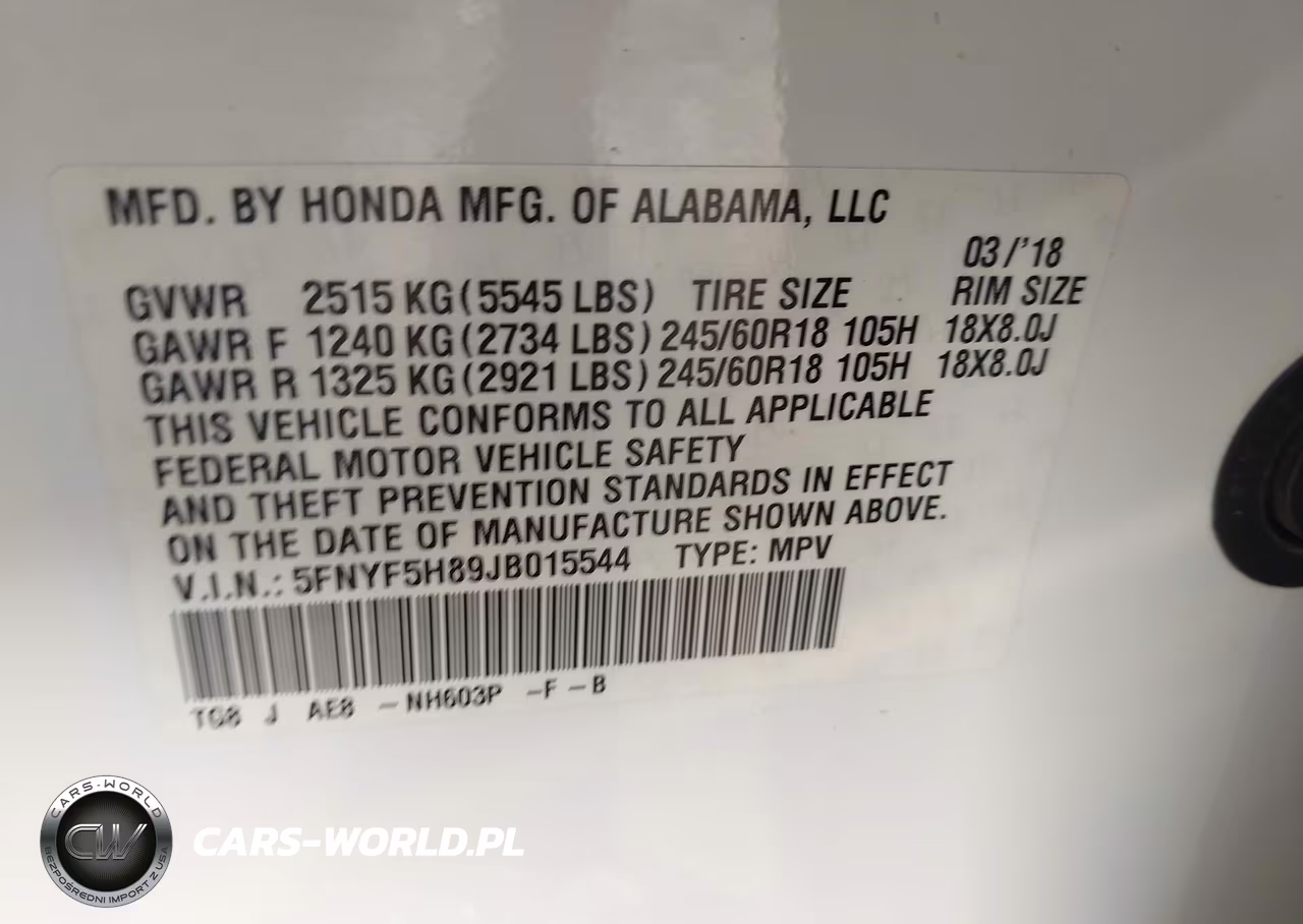 2018 Honda Pilot Ex-L VIN:5FNYF5H89JB015544 - 9