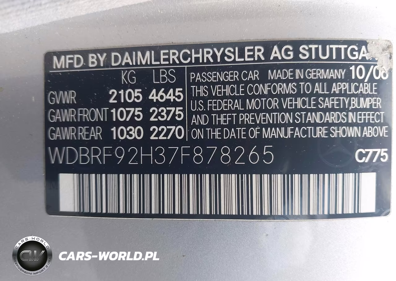 2007 Mercedes-Benz C 280 Luxury 4Matic VIN:WDBRF92H37F878265 - 9