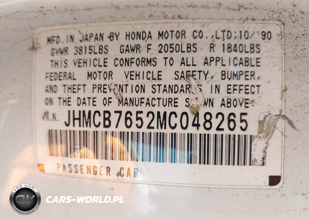 1991 Honda Accord Lx-Ex VIN:JHMCB7652MC048265 - 9