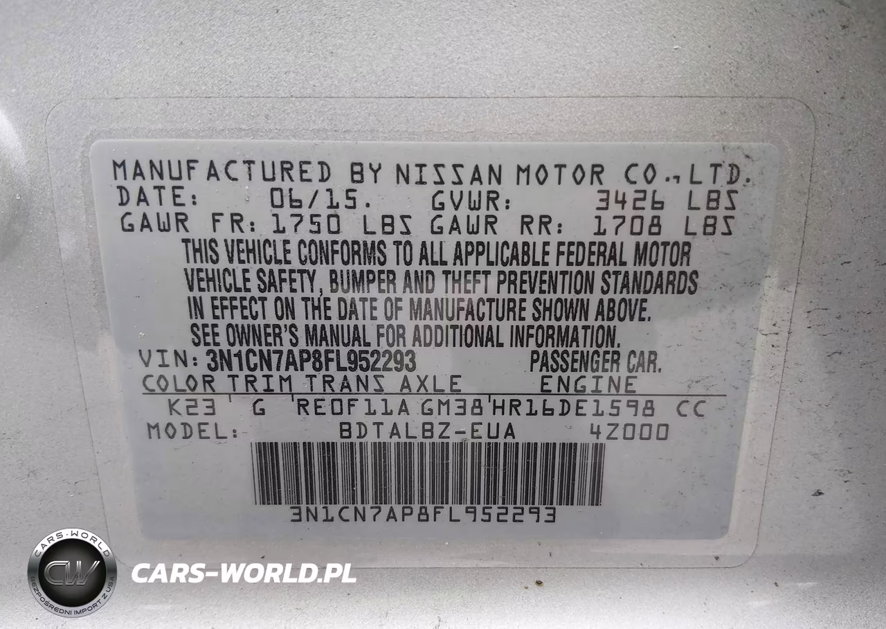 2015 Nissan Versa 1.6 Sv VIN:3N1CN7AP8FL952293 - 9