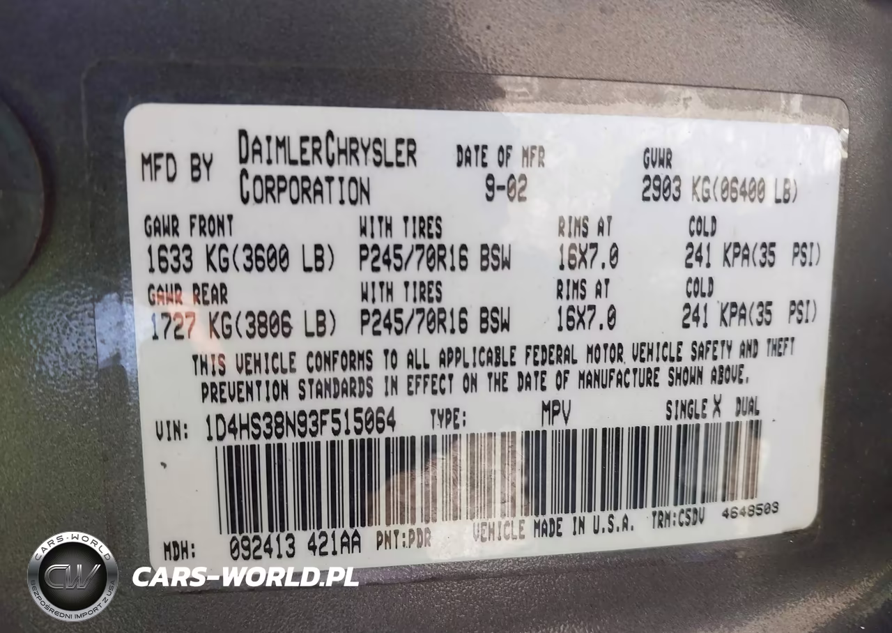2003 Dodge Durango Sport-Sxt VIN:1D4HS38N93F515064 - 9
