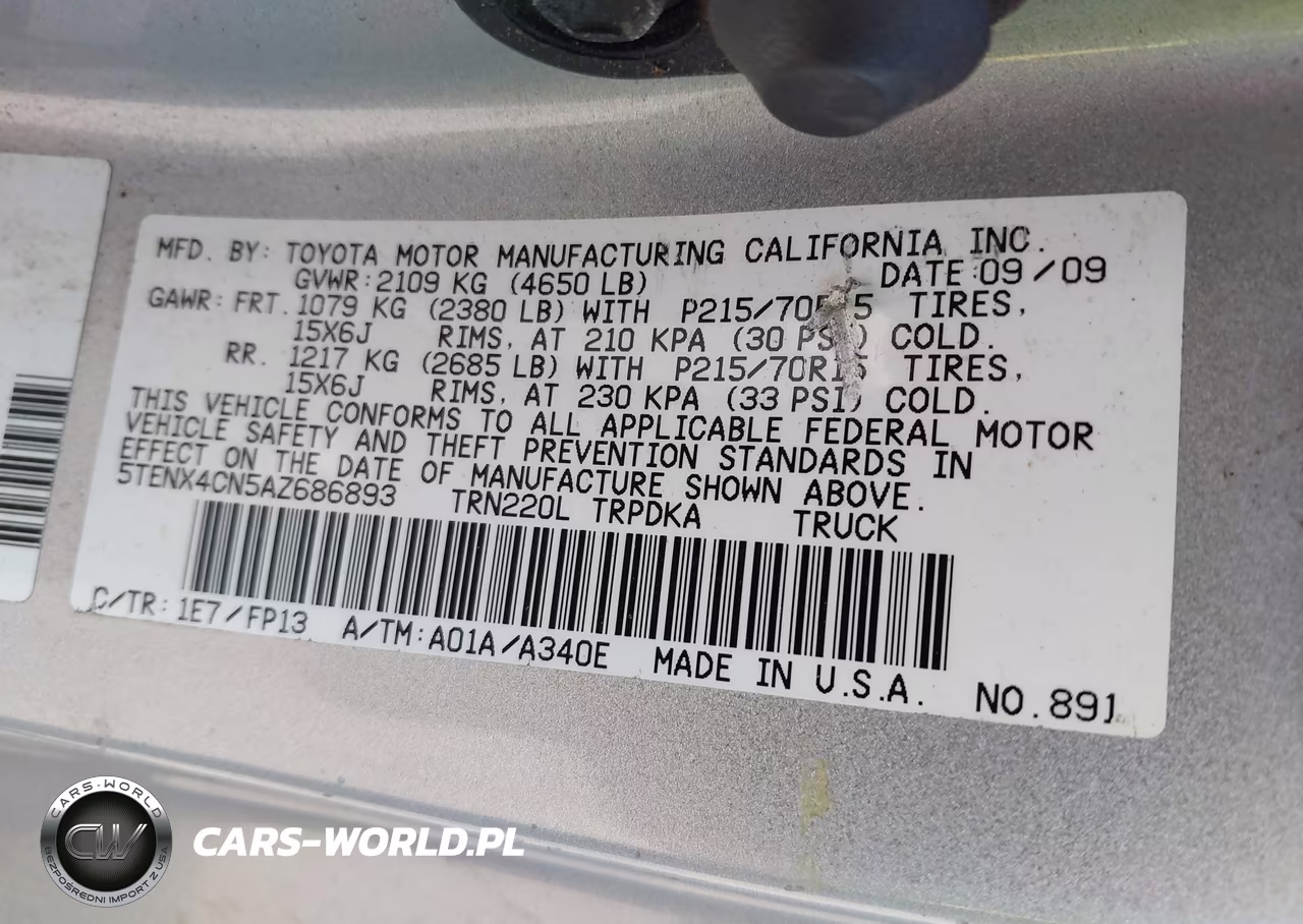 2010 Toyota Tacoma VIN:5TENX4CN5AZ686893 - 9