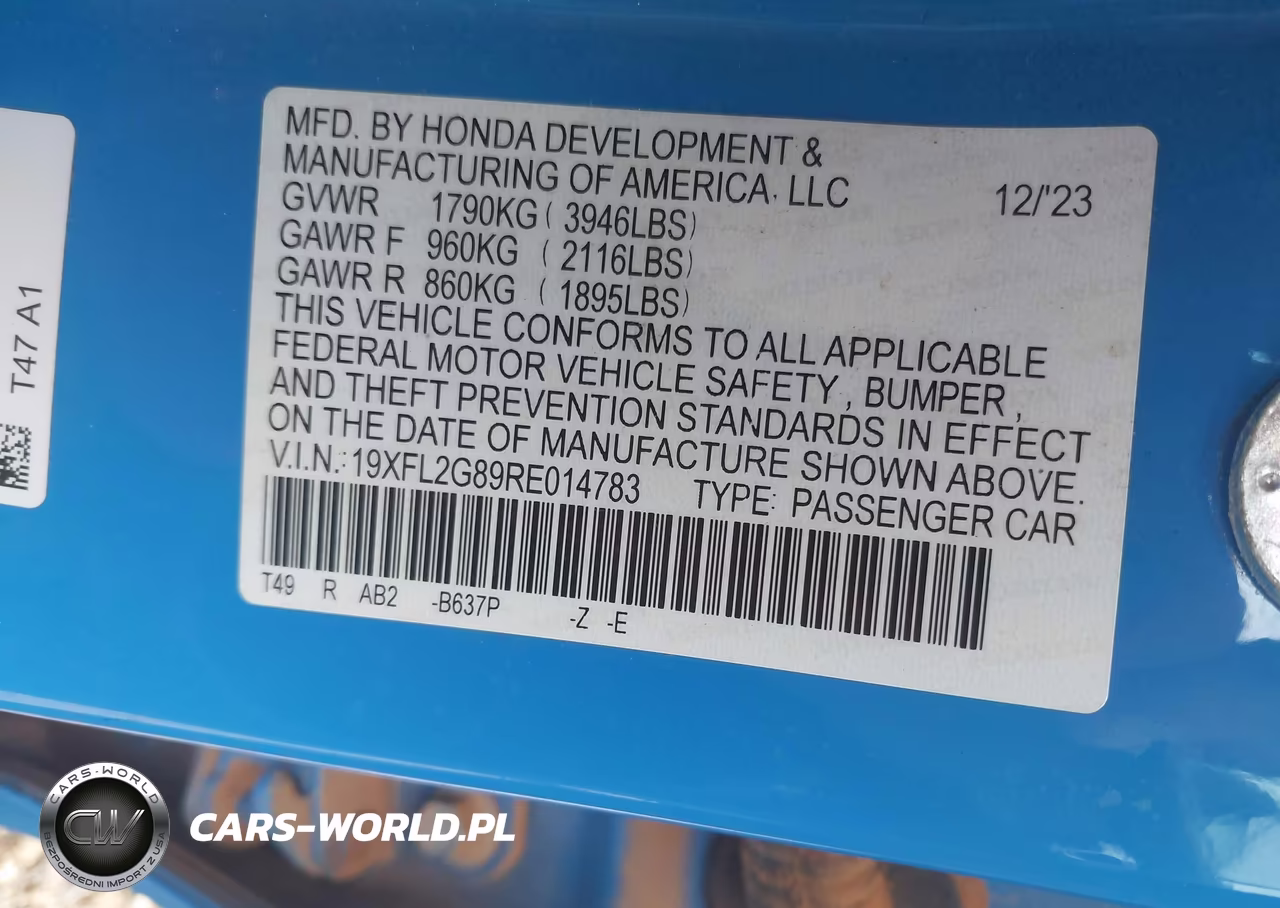 2024 Honda Civic Sport VIN:19XFL2G89RE014783 - 9