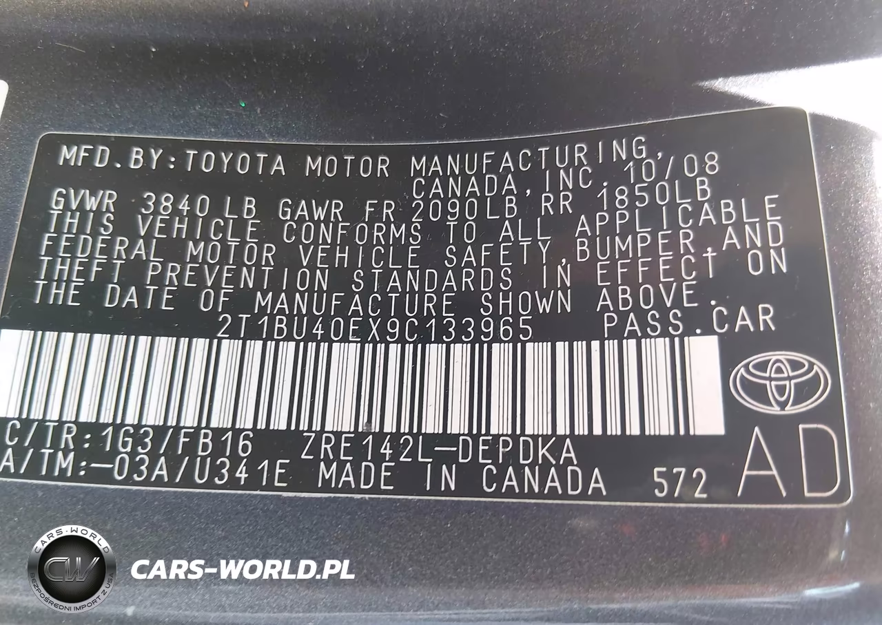 2009 Toyota Corolla Le VIN:2T1BU40EX9C133965 - 9