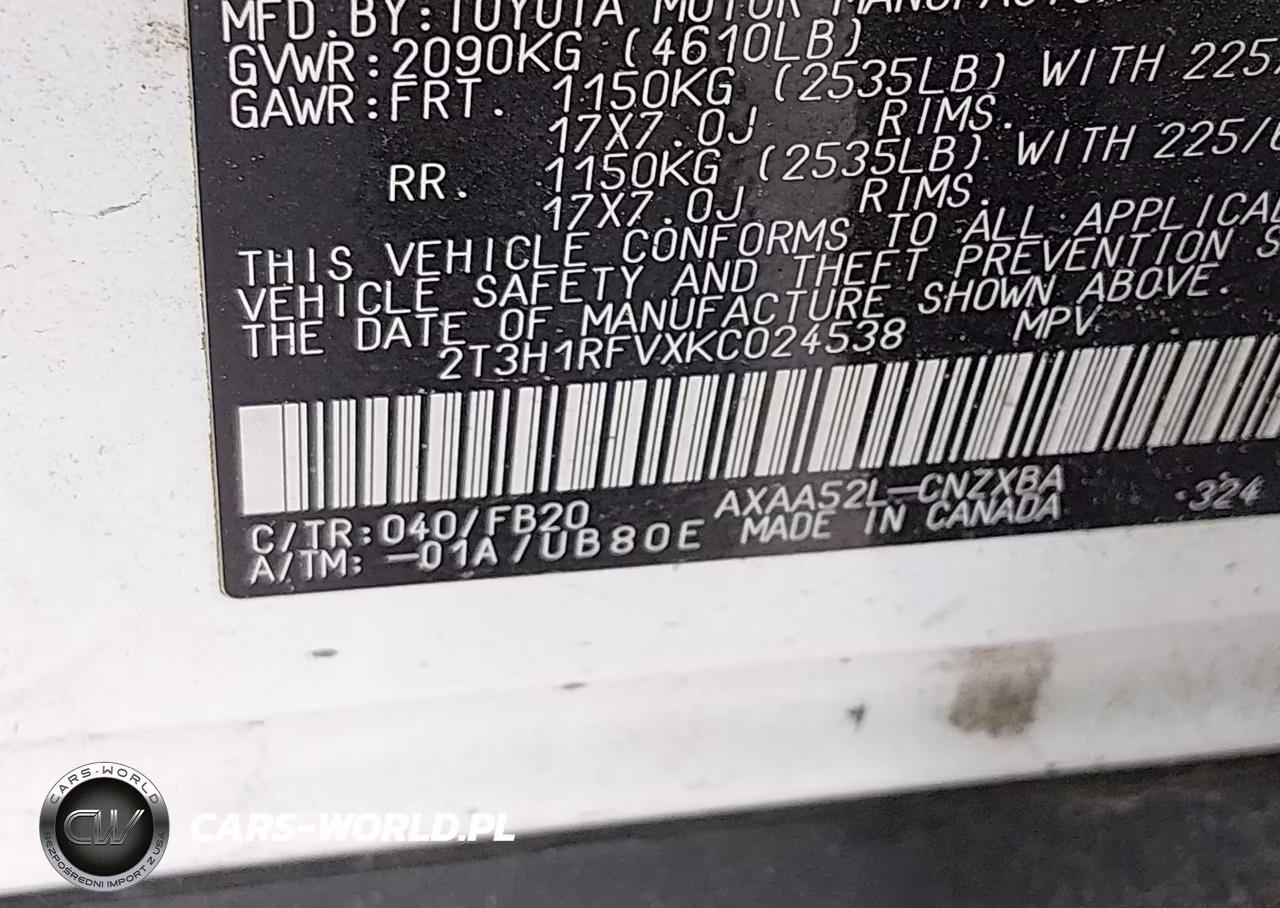 2019 Toyota Rav4 Le VIN:2T3H1RFVXKC024538 - 9