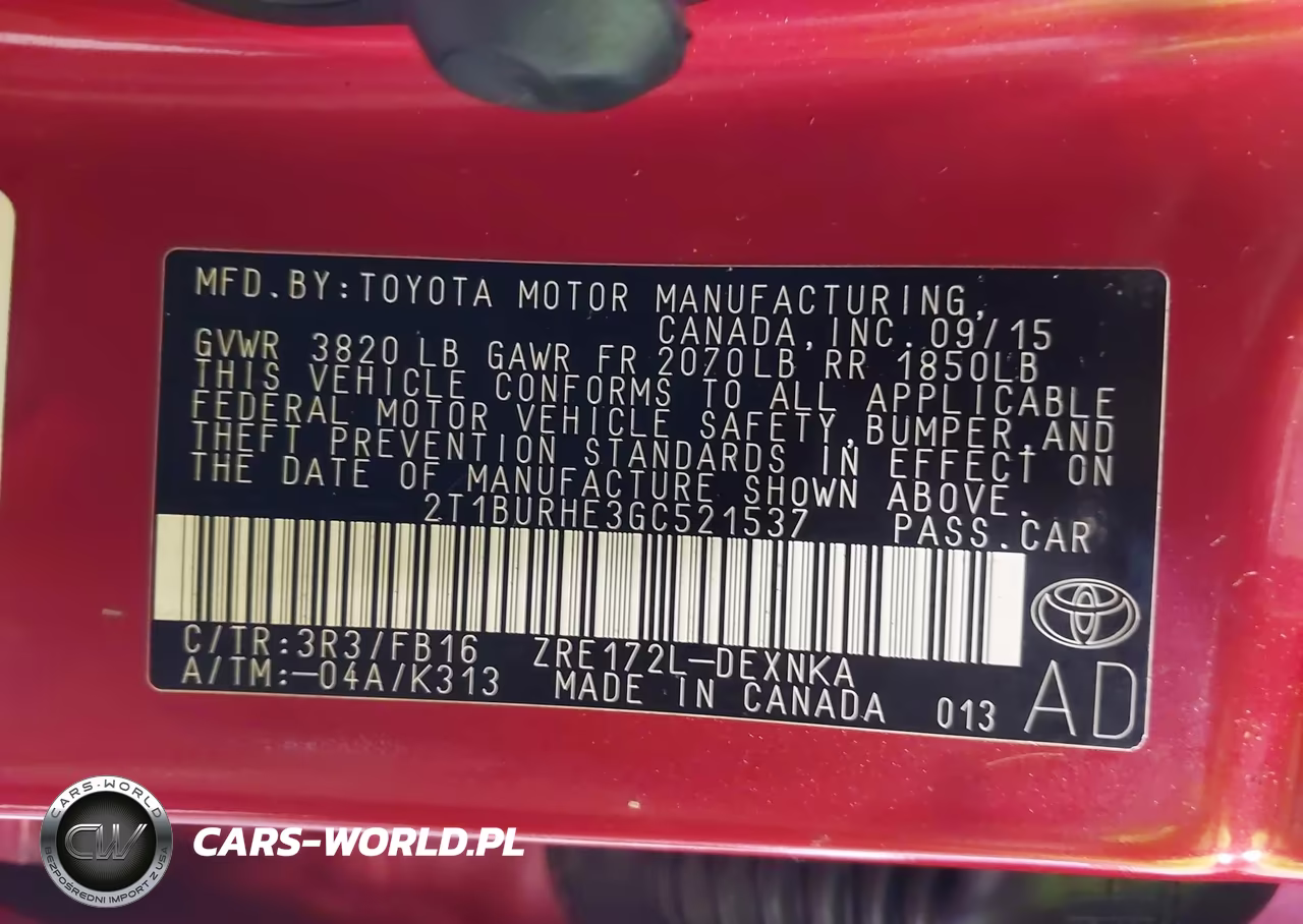2016 Toyota Corolla Le VIN:2T1BURHE3GC521537 - 9