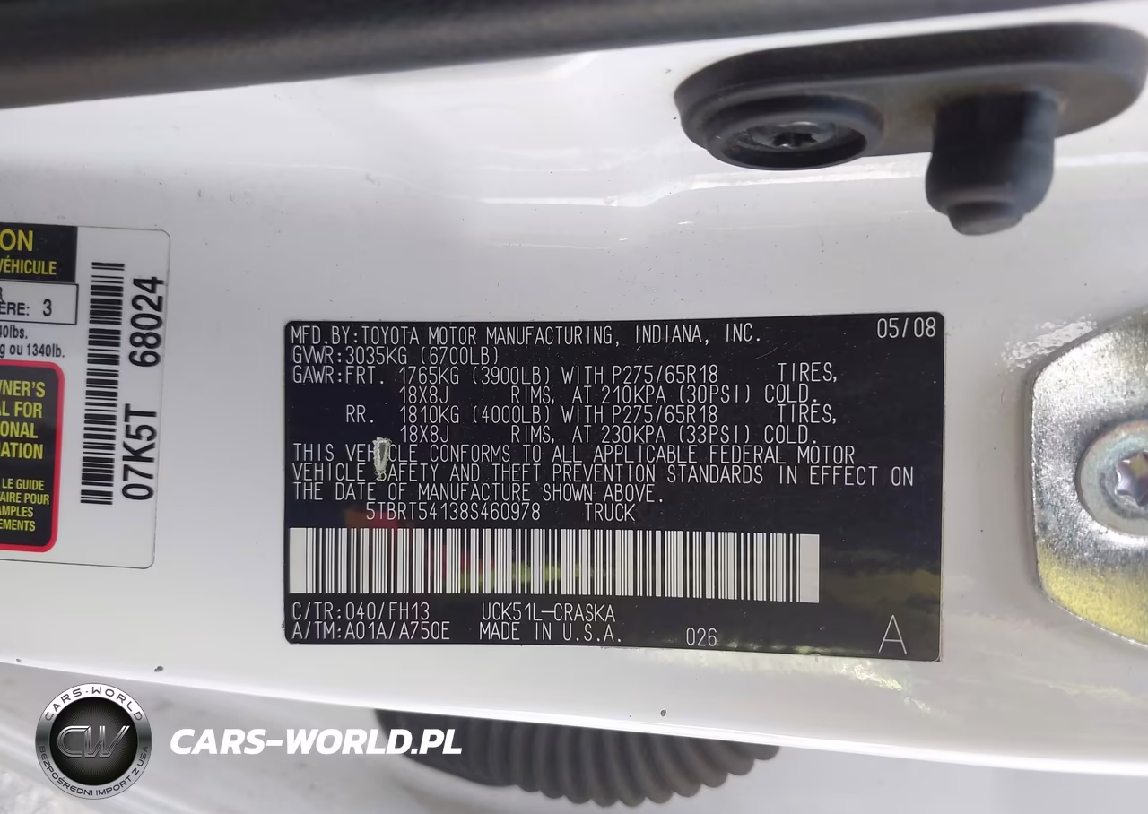 2008 Toyota Tundra Sr5 4.7L V8 VIN:5TBRT54138S460978 - 9