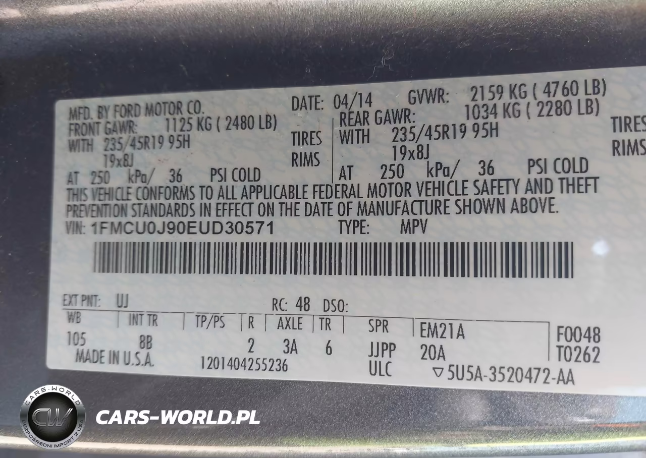 2014 Ford Escape Titanium VIN:1FMCU0J90EUD30571 - 9