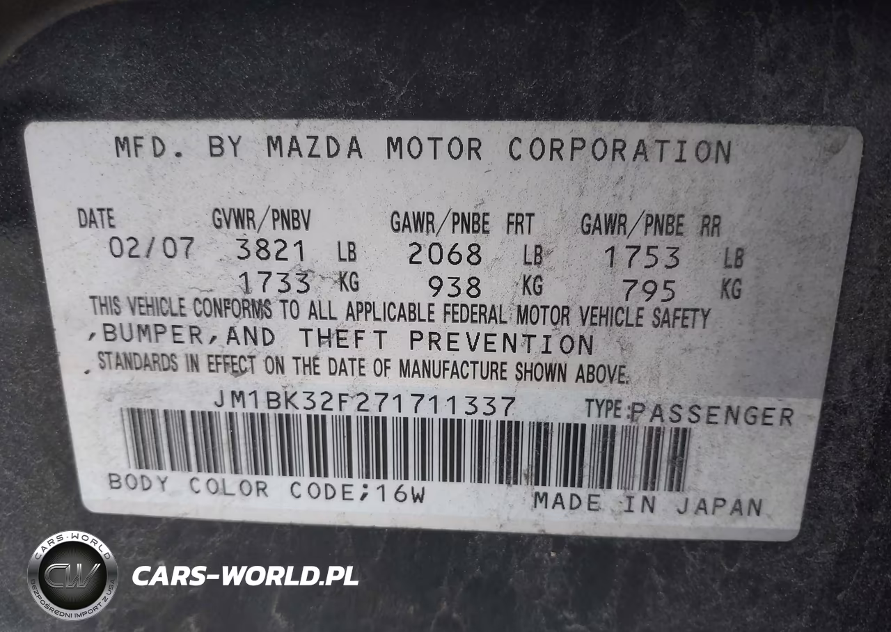 2007 Mazda Mazda3 I VIN:JM1BK32F271711337 - 9