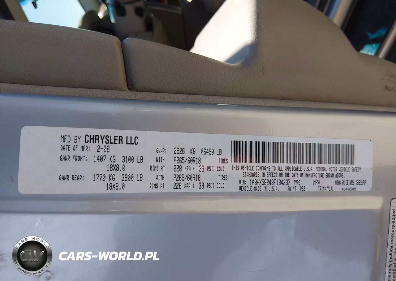 2008 Chrysler Aspen Limited VIN:1A8HX58248F134237 - 9