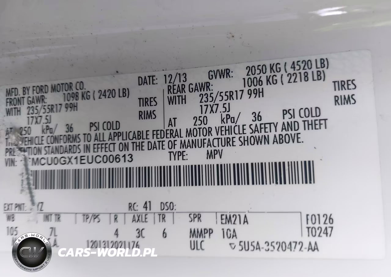 2014 Ford Escape Se VIN:1FMCU0GX1EUC00613 - 9