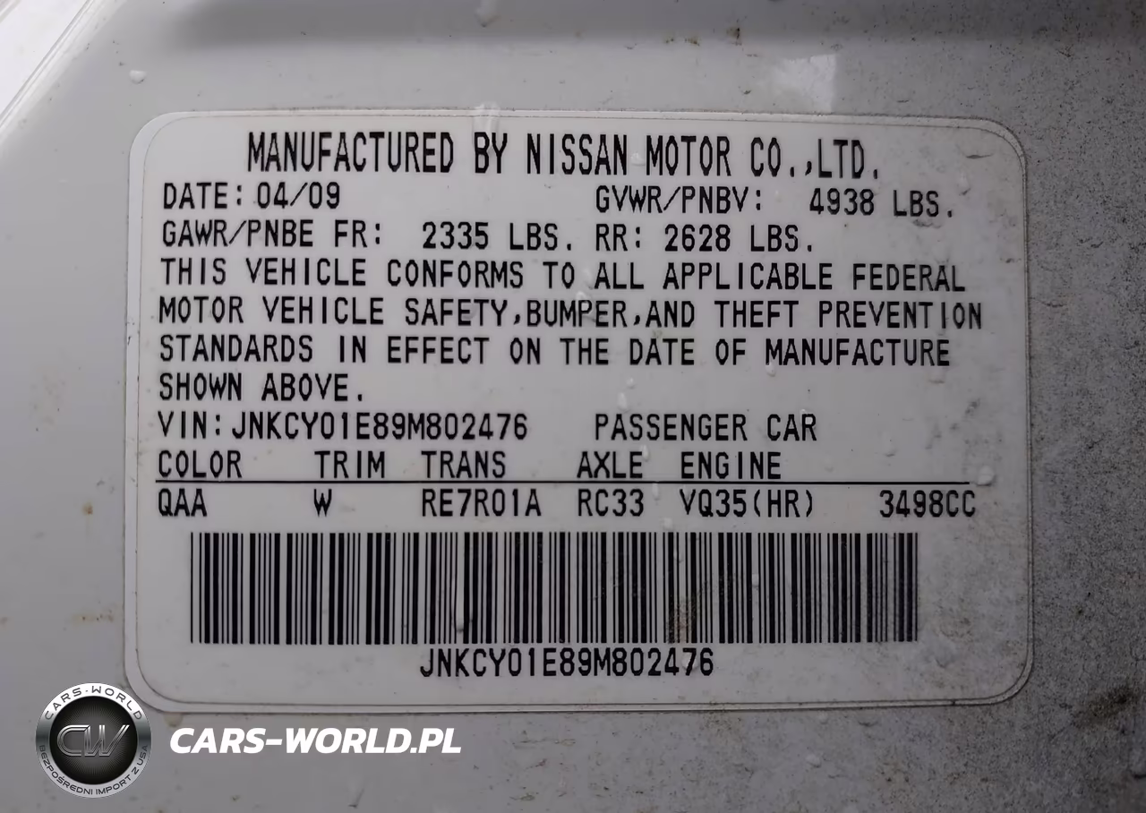 2009 Infiniti M35 VIN:JNKCY01E89M802476 - 9