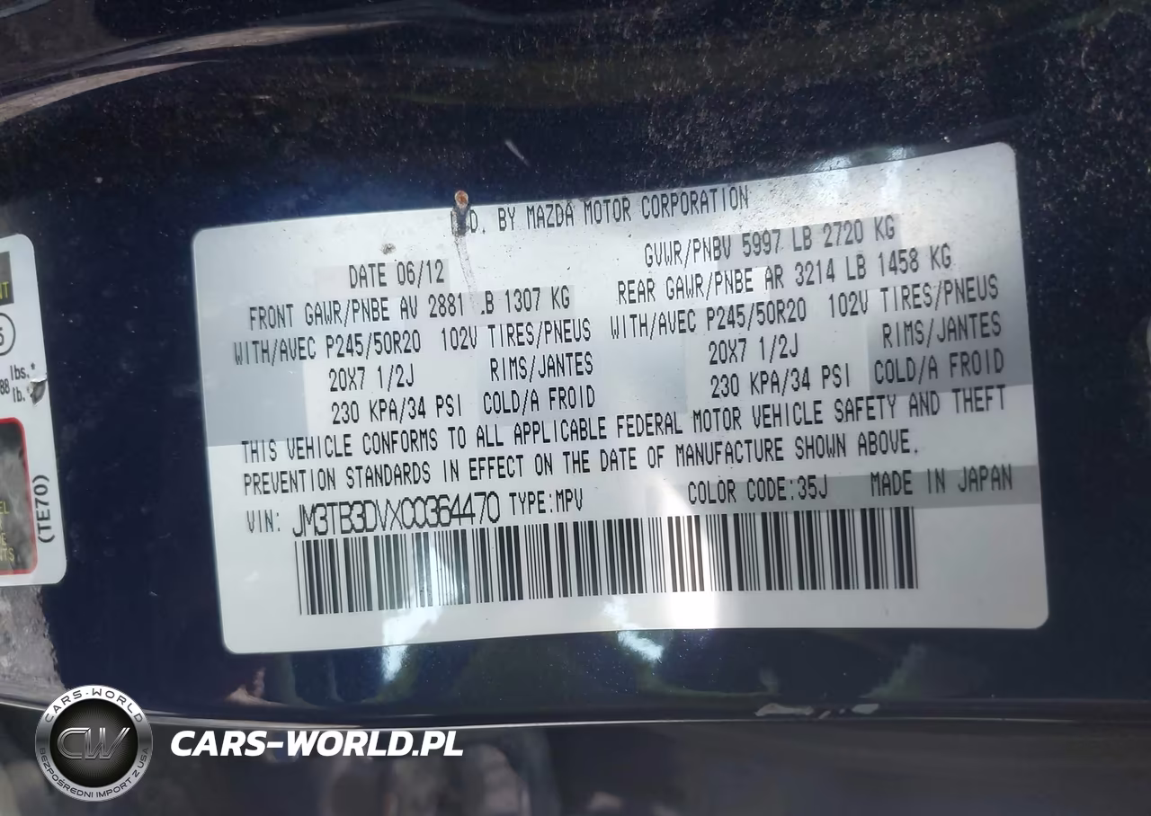 2012 Mazda Cx-9 Grand Touring VIN:JM3TB3DVXC0364470 - 9