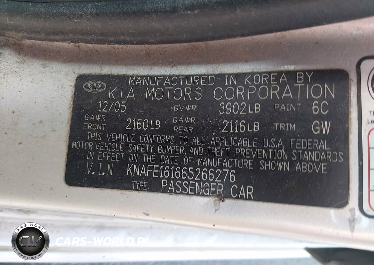 2006 Kia Spectra5 VIN:KNAFE161665266276 - 9