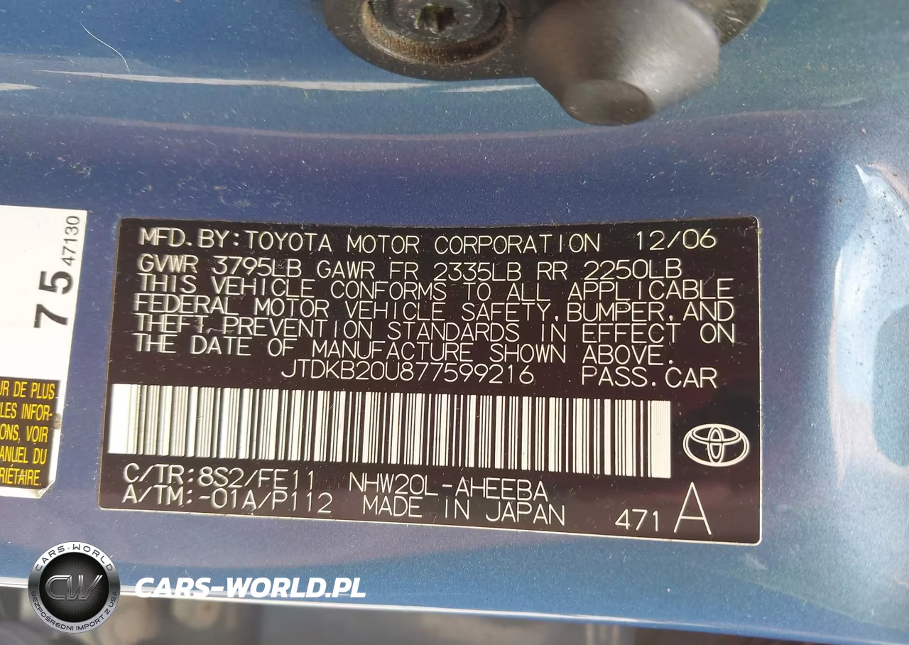 2007 Toyota Prius VIN:JTDKB20U877599216 - 9