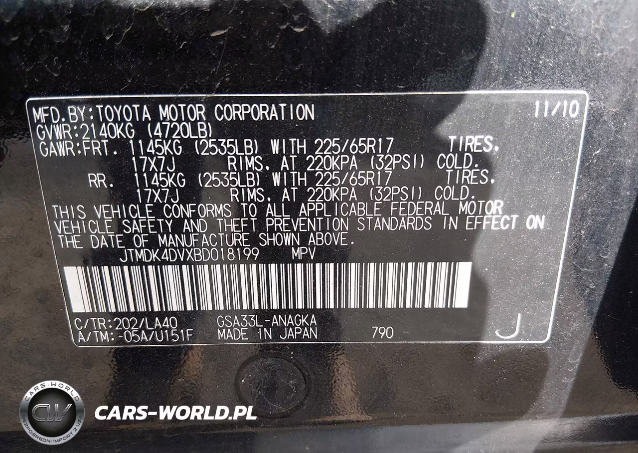 2011 Toyota Rav4 Limited V6 VIN:JTMDK4DVXBD018199 - 9