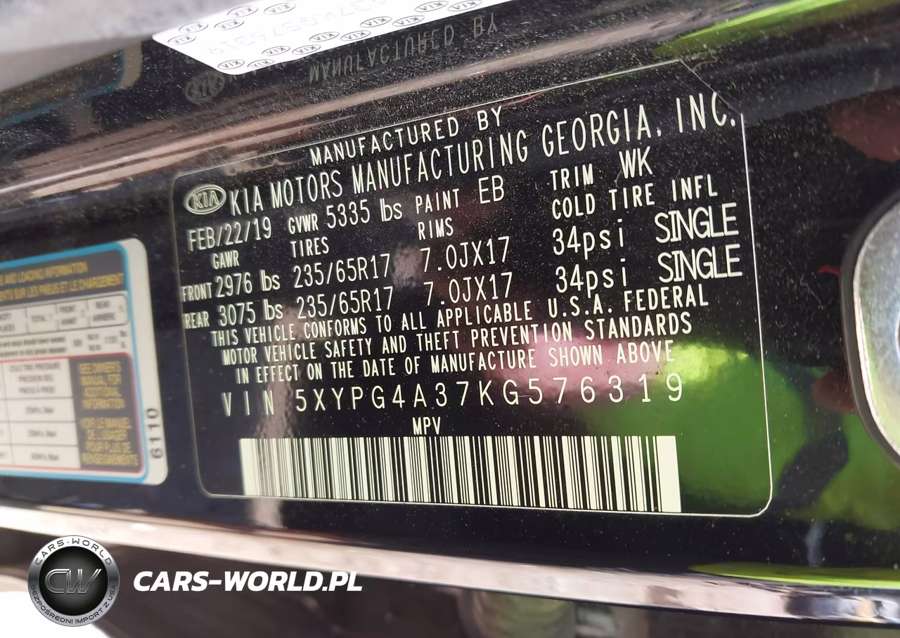 2019 Kia Sorento 2.4L L VIN:5XYPG4A37KG576319 - 9