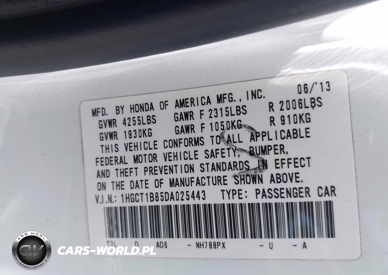2013 Honda Accord Ex-L VIN:1HGCT1B85DA025443 - 9
