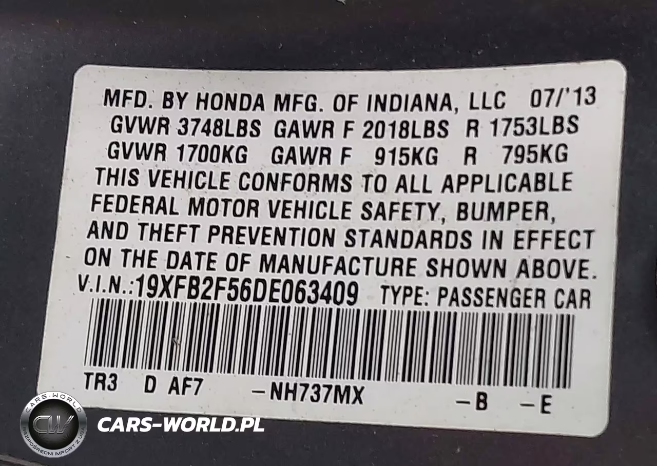 2013 Honda Civic Lx VIN:19XFB2F56DE063409 - 9