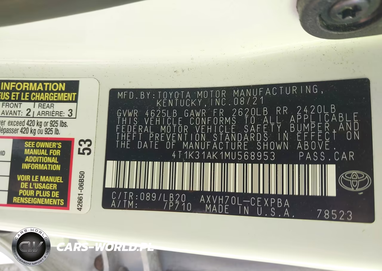2021 Toyota Camry Xse Hybrid VIN:4T1K31AK1MU568953 - 9