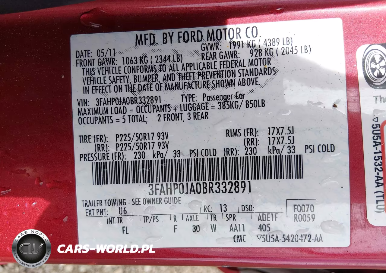 2011 Ford Fusion Sel VIN:3FAHP0JA0BR332891 - 9