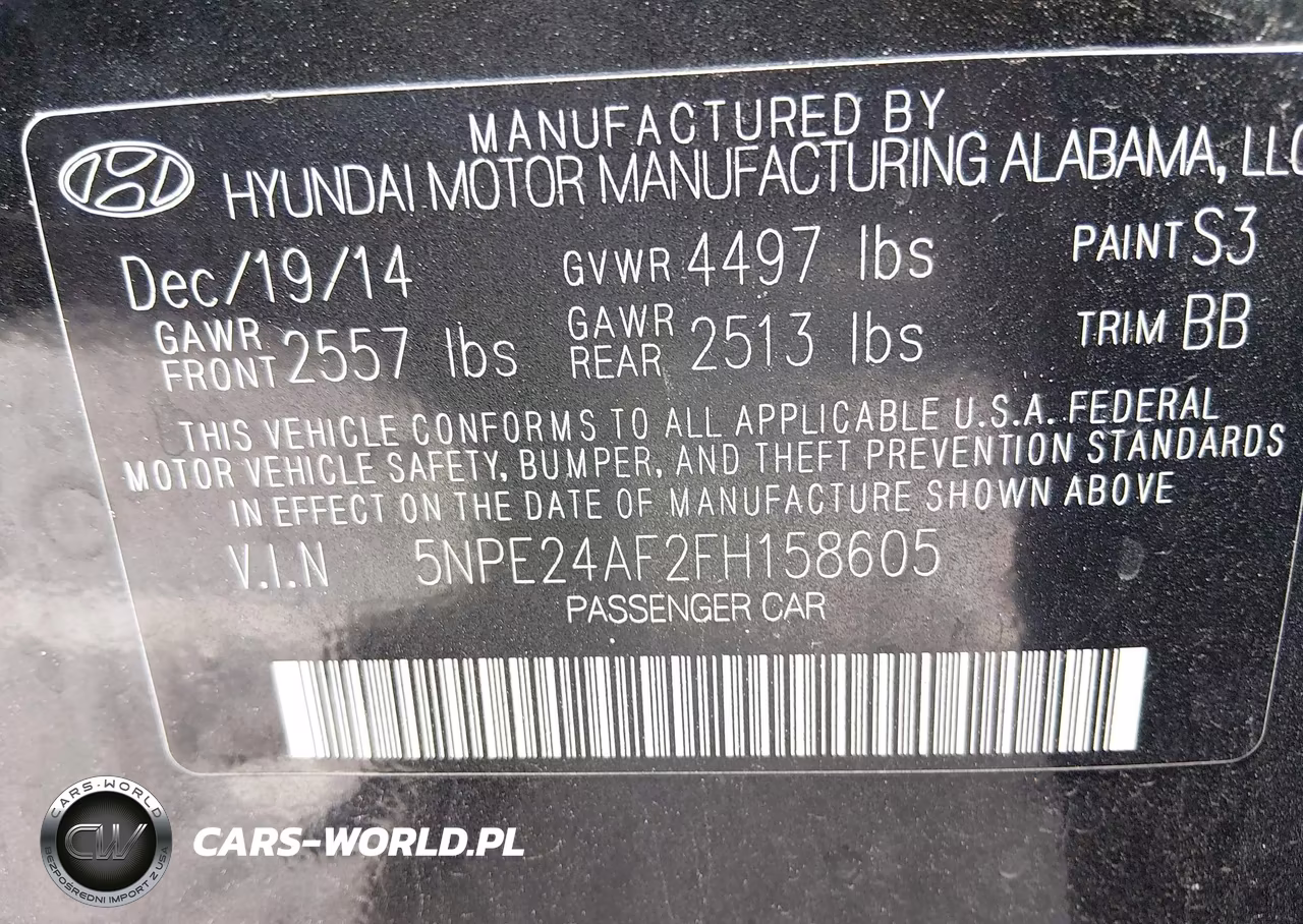 2015 Hyundai Sonata Se VIN:5NPE24AF2FH158605 - 9