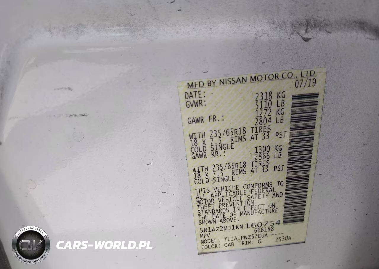 2019 Nissan Murano S VIN:5N1AZ2MJ1KN160754 - 9