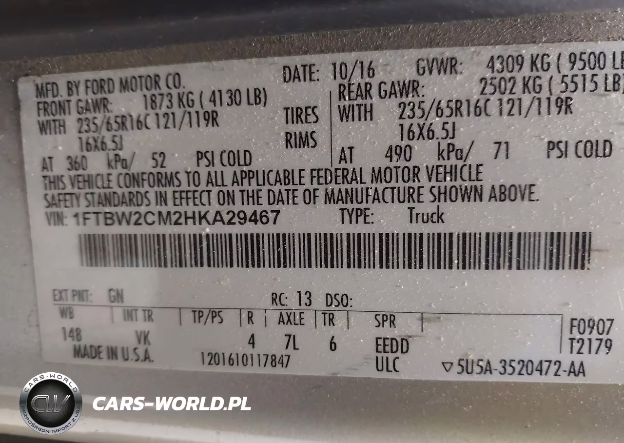 2017 Ford Transit-350 VIN:1FTBW2CM2HKA29467 - 9