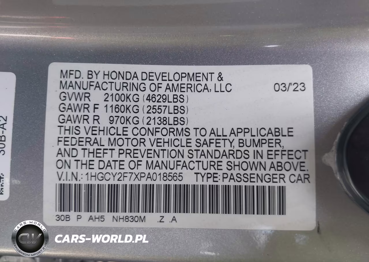2023 Honda Accord Hybrid Sport-L VIN:1HGCY2F7XPA018565 - 9