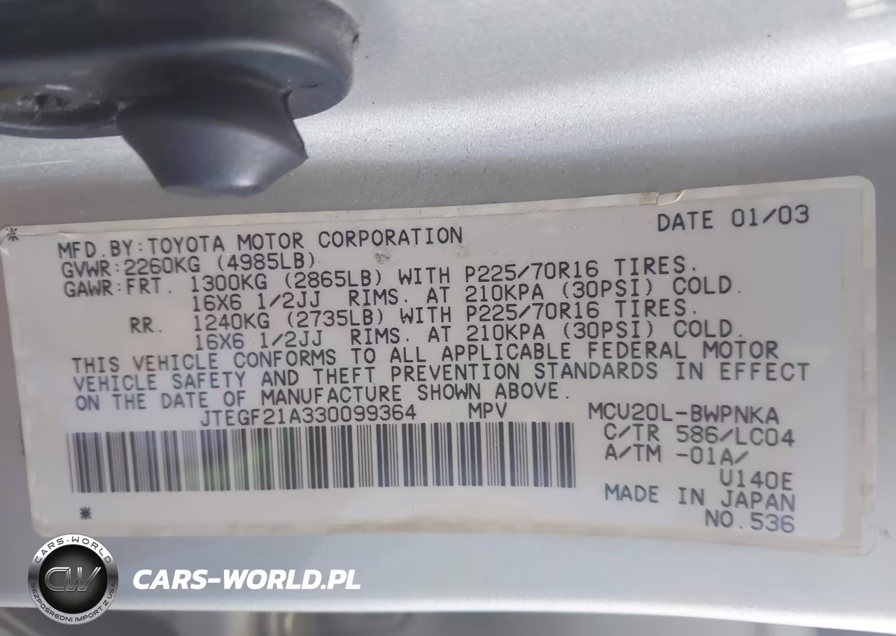 2003 Toyota Highlander Limited V6 VIN:JTEGF21A330099364 - 9