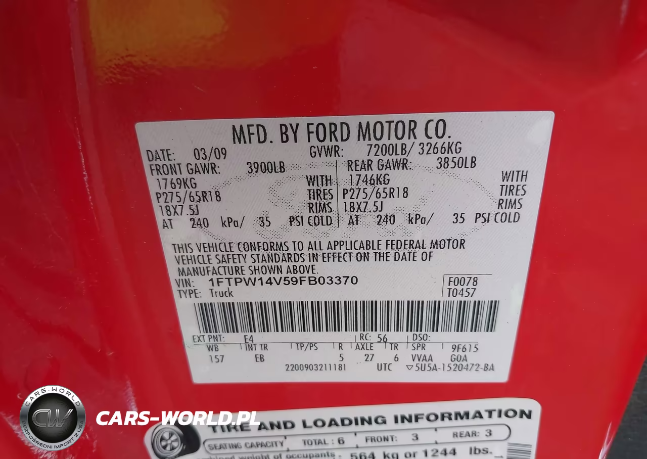 2009 Ford F-150 Lariat VIN:1FTPW14V59FB03370 - 9