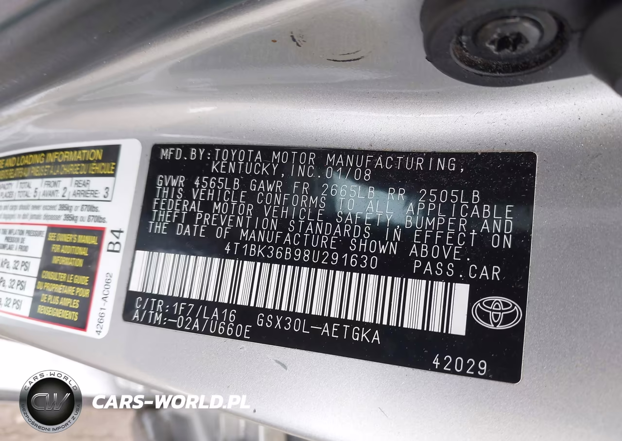 2008 Toyota Avalon Xls VIN:4T1BK36B98U291630 - 9