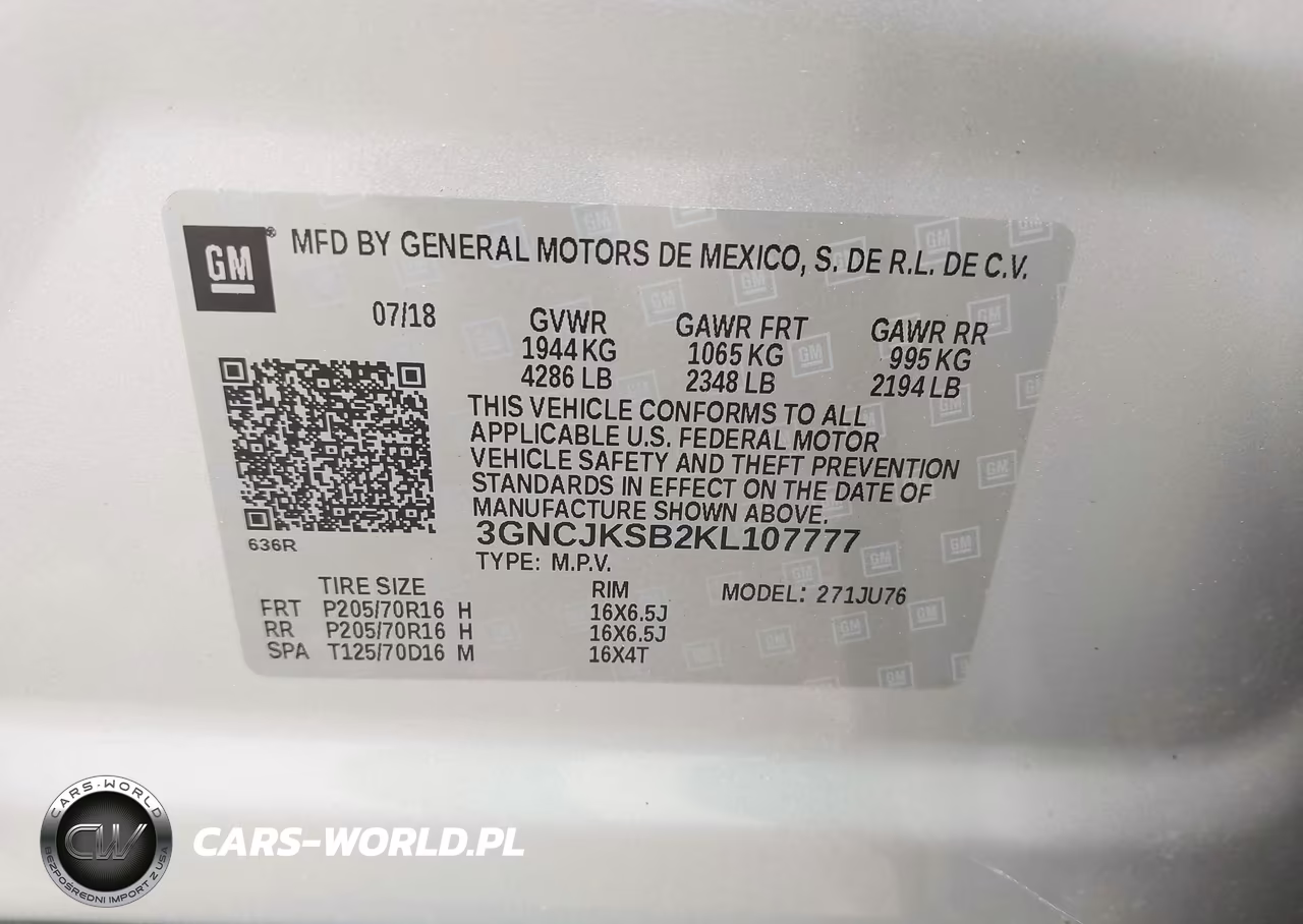 2019 Chevrolet Trax Ls VIN:3GNCJKSB2KL107777 - 9
